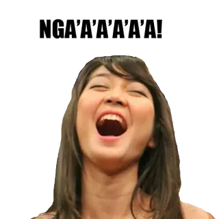 😂 NGA'A'A'A'A'A! wanita, tertawa, lucu, meme, ekspresi, konyol, riang, bersemangat whatsapp sticker