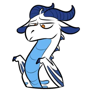 😒 龙, 卡通, 幻想, 生物, 白色, 蓝色 telegram sticker