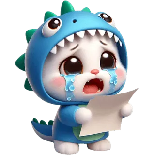 😭 泣く, 悲しい, 恐竜の着ぐるみ, 可愛い, かわいい, 涙 telegram sticker
