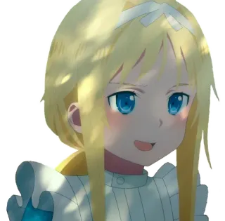 😀 Alice Zuberg Sword Art Online anime, blonde hair, blue eyes, smiling, female, character telegram sticker