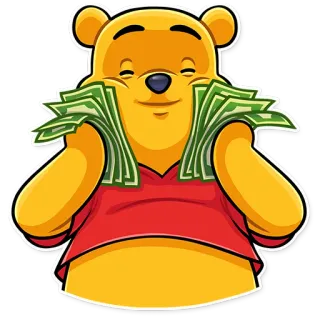 🤑 Winnie the Pooh винни пух, деньги, мультфильм, наличные, счастливый, медведь telegram sticker