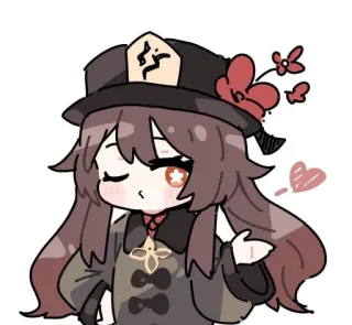 🥰 Hu Tao Genshin Impact Anime, Video game, Chibi, Fofo telegram sticker