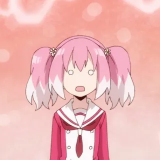 🙄 Anime, Dibujos animados, Pelo rosa, Chica, Sorprendida, Impactada telegram sticker
