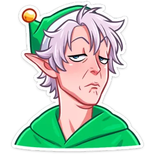 👍 elf, cartoon, personage, sticker, illustratie, groen, verveeld telegram sticker