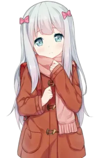 🥺 动漫, 女孩, 可爱, 冬天, 围巾, 外套 telegram sticker