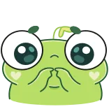 🥺 rana, lindo, pegatina, verde, dibujos animados, emoji telegram sticker