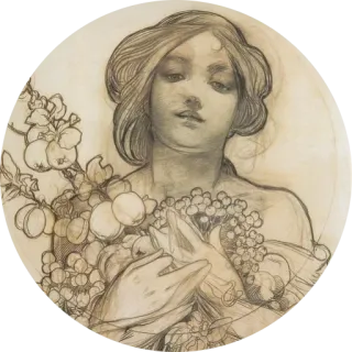 🌺 zeichnung, porträt, frau, skizze, kunst, vintage telegram sticker