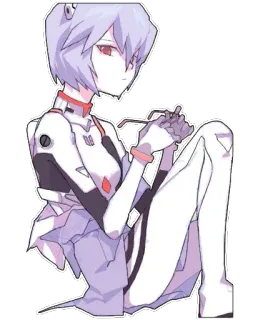 😎 Rei Ayanami Evangelion Аниме, Персонаж, Женский, Рей Аянами, Евангелион, Манга whatsapp sticker