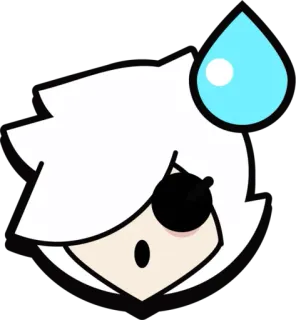 😨 만화, 애니메이션, 캐릭터, 귀여운, 땀방울, 흰머리, 외눈, 스티커 telegram sticker