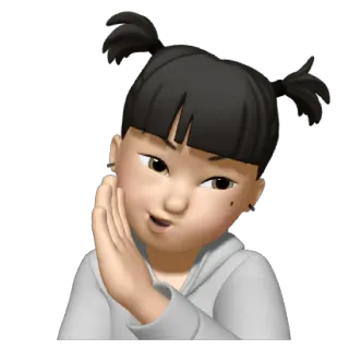 😑 Memoji, Мультфильм, Персонаж, Цифровое искусство, Аватар, Девушка, Хвостики telegram sticker