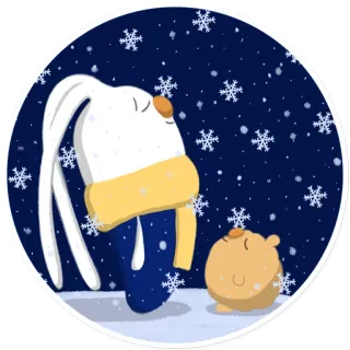 ❄ snow, winter, cute, animals, cartoon, snowflakes telegram sticker