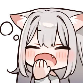 😪 аниме, девушка-кошка, зевающий, сонный, каваий, милый, чиби telegram sticker