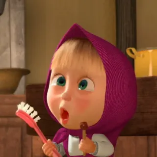 😄 Masha Masha and the Bear мультфильм, Маша, Маша и Медведь, ребенок, ребенок, зубная щетка telegram sticker