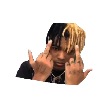 ✊ XXXTentacion 래퍼, 음악, 가운데 손가락, 제스처, 공격적인 telegram sticker