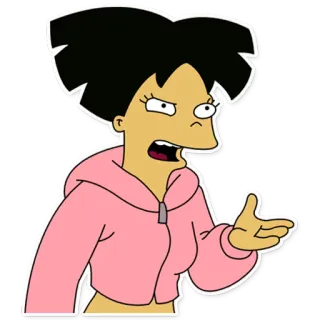 😠 Turanga Leela Futurama un occhio, cartone animato, animazione, divertente, TV telegram sticker