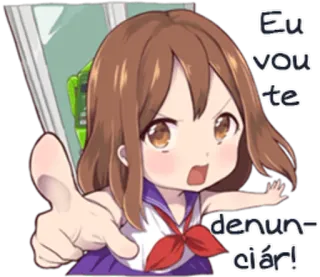 😠 Eu vou te denunciar! Anime, Mädchen, Zeigen, Süß, Cartoon telegram sticker