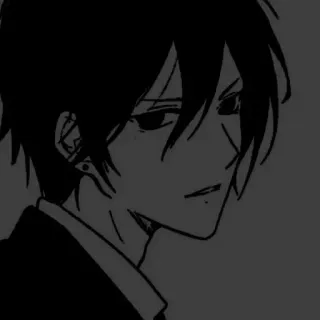 🎧 Anime, Manga, Personaggio, Arte, Bianco e nero, Monocromatico, Estetica telegram sticker