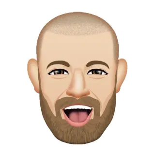 😄 visage, emoji, homme, barbe, chauve, portrait telegram sticker