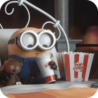 ๐ Minion Despicable Me minion, despicable me, popcorn, movie, eating, cute, animated, snack telegram sticker