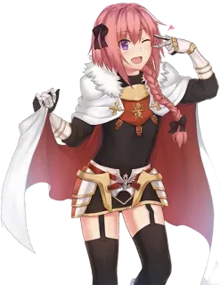 😘 Astolfo Fate/Apocrypha Anime, Mignon, Cheveux roses, Clin d'oeil, Trap telegram sticker