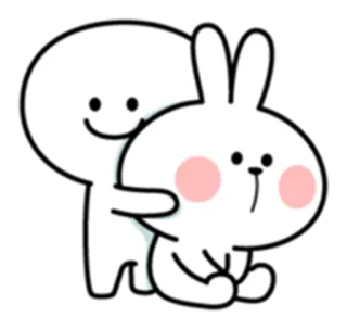 ☺️ Cartoon, Hase, Umarmung, Niedlich, Animiert, Sticker whatsapp sticker