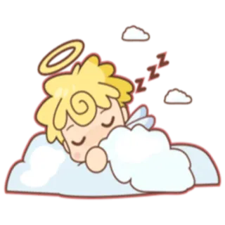 😴 ZZZ angel, sleeping, cloud, napping, halo telegram sticker