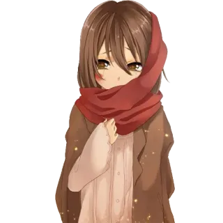😶 anime, meisje, sjaal, schattig, kawaii, animatie telegram sticker