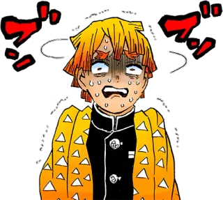 😨 Zenitsu Agatsuma Demon Slayer ジジ Anime, Miedo, Sudor, Kimetsu no Yaiba, Zenitsu, Expresión whatsapp sticker