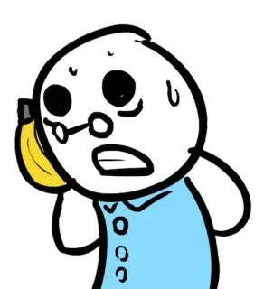 😁 desenho animado, banana, personagem, boneco palito, falando, telefone, preocupado whatsapp sticker