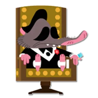 😑 rat, cartoon, suit, chair, animal, wealthy telegram sticker