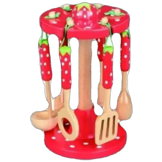 🫥 kitchen, utensils, strawberry, cooking, toy, wood telegram sticker