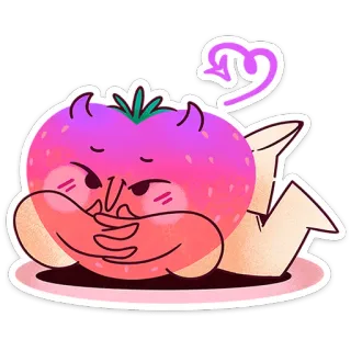 🍓 tomate, diabo, fofo, desenho animado, kawaii, adesivo telegram sticker