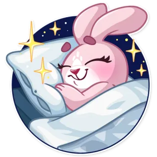 ✨ dormir, conejo, conejo, lindo, noche, estrellas, almohada, sueño telegram sticker