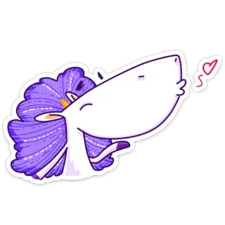 ❤️ kỳ lân, hôn, tình yêu, màu tím, hoạt hình, giả tưởng telegram sticker