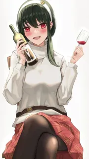 🍷 动漫, 女人, 葡萄酒, 插画, 卡通, 女孩 telegram sticker