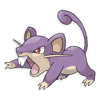 🐀 Rattata Pokemon 紫色, 老鼠, 动物, 宝可梦, 老鼠, 怪物 whatsapp sticker