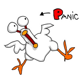 😱 Panic cartoon, bird, chicken, panic, scared telegram sticker