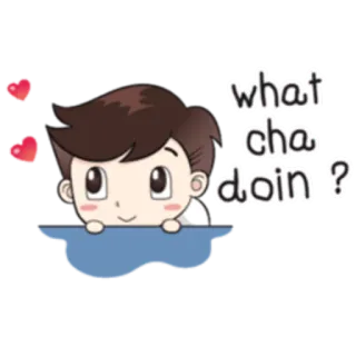 🙄 what cha doin? 만화, 귀여운, 질문, 인사 whatsapp sticker