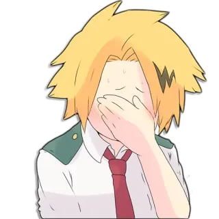 😑 Denki Kaminari My Hero Academia anime, manga, character, denki kaminari, my hero academia, embarrassed, facepalm telegram sticker