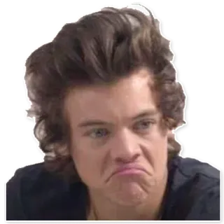 ☹ Harry Styles harry styles, one direction, chanteur, célébrité, moue, tête drôle, musicien telegram sticker