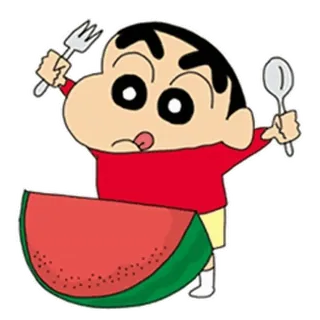 🍉 Shin-chan cartoon, watermelon, shin chan, anime, food telegram sticker