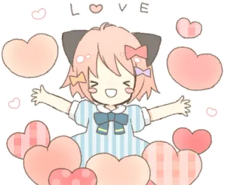 😆 LOVE amour, coeurs, mignon, dessin animé, animé, kawaii, fille telegram sticker