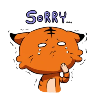 🐯 Sorry 사과, 미안, 만화, 고양이, 귀여운, 울음 telegram sticker