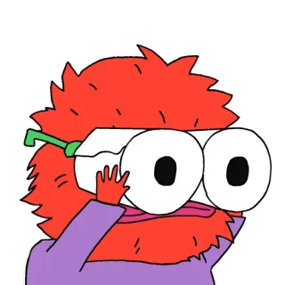 🧻 Kreskówka, Wyłupiaste oczy, Głupi, Śmieszny, Postać, Lornetka telegram sticker