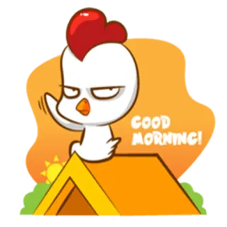 ☀ GOOD MORNING! pollo, mattina, buongiorno, saluto, cartone animato whatsapp sticker