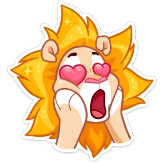 😍 狮子, 爱, 爱心眼, 卡通, 动物, 快乐 telegram sticker