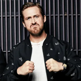 💪 Ryan Gosling Ryan Gosling, diễn viên, người nổi tiếng, người đàn ông, chân dung, khuôn mặt hài hước telegram sticker