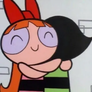 💖 Blossom The Powerpuff Girls Cartone animato, Abbraccio, Amicizia, Carino, Le Superchicche telegram sticker