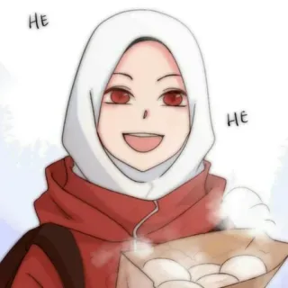 📚 He He Hiyab, mujer, sonriendo, dibujos animados, feliz telegram sticker