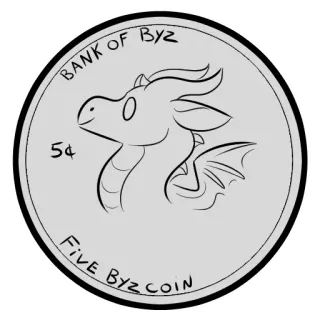 💵 BANK OF BYZ
5¢
FIVE BYZ COIN 硬币, 龙, 货币, 幻想, 卡通, 插图 telegram sticker